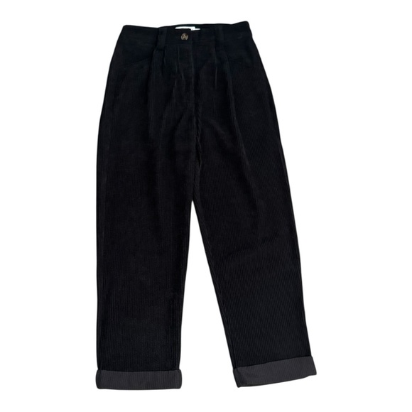 PETAL & PUP Corduroy Talaren Cropped Ankle Pants Black High Rise 4 Fall Winter - Picture 3 of 7
